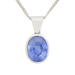 Contemporary 2.59ct Sapphire Pendant and Chain