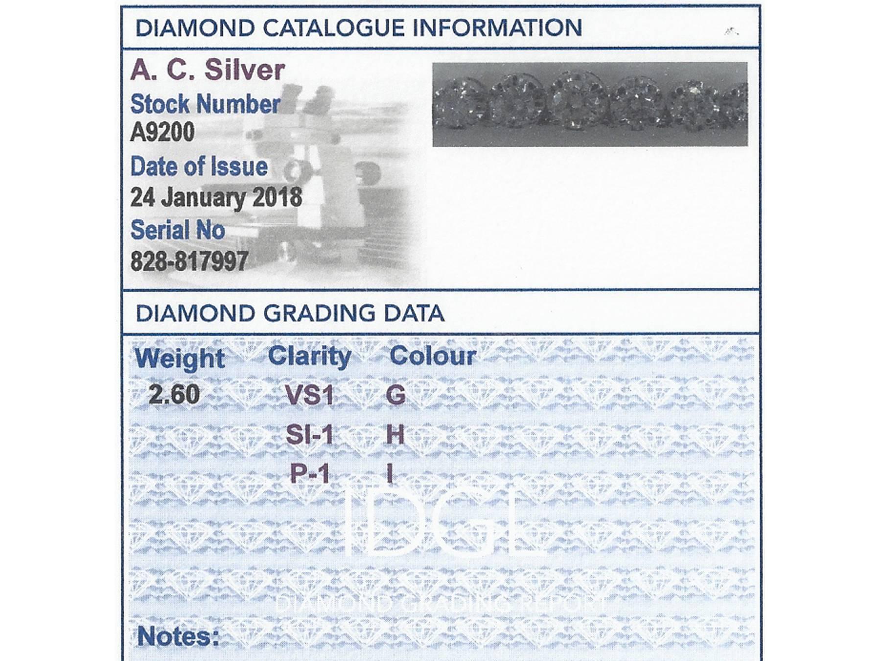 Contemporary 2.60 Carat Diamond White Gold Line Necklace 2