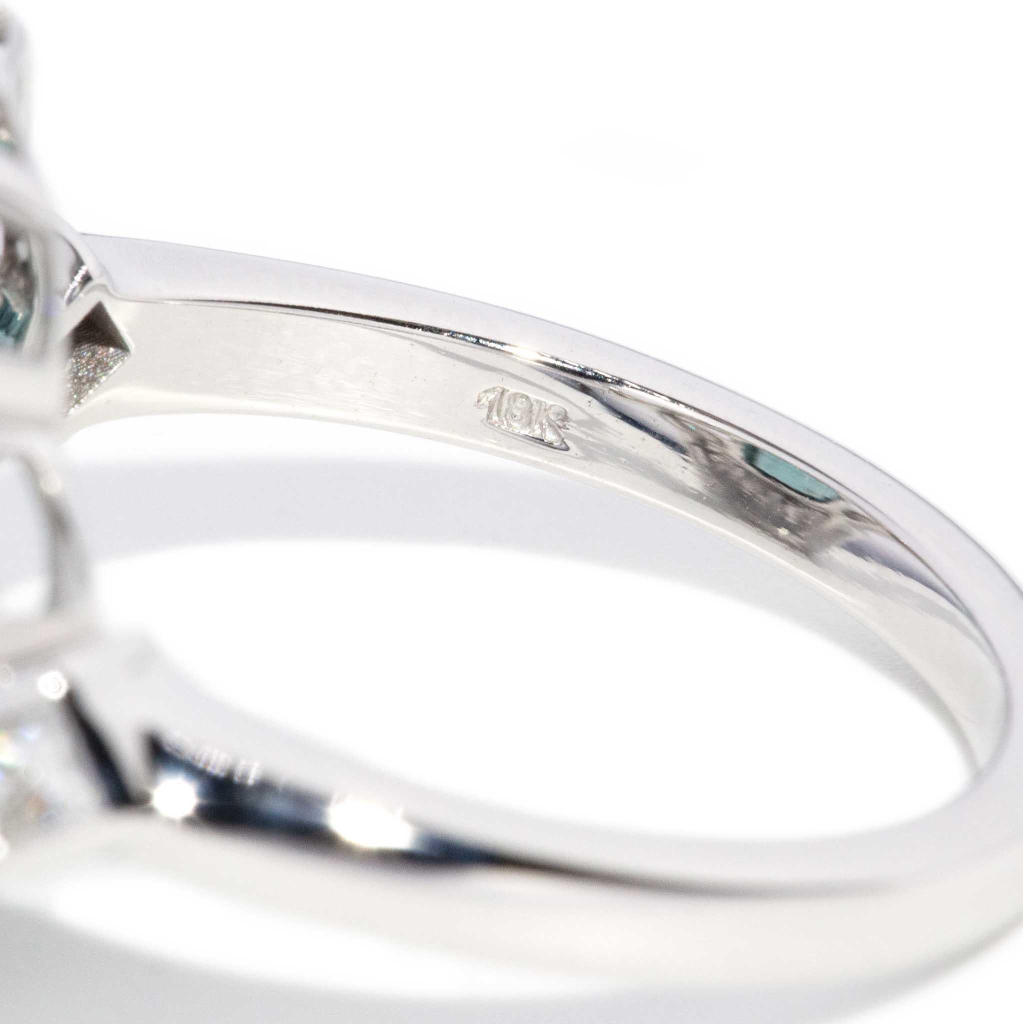 Contemporary 2,66ct Teal Turmalin & Diamant Ring 18ct Weißgold im Angebot 7
