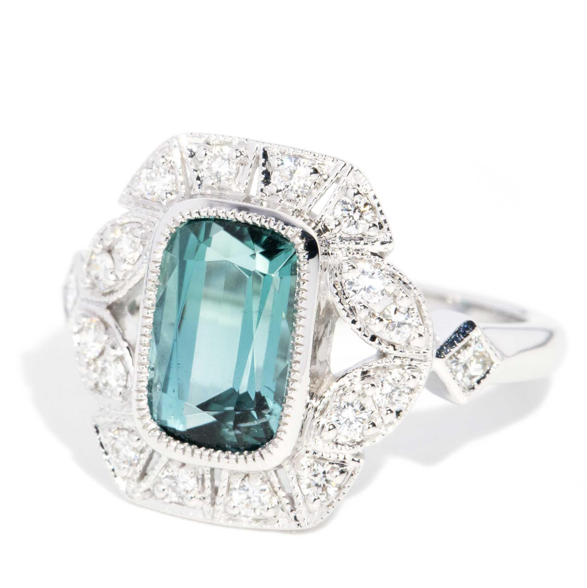 Contemporary 2,66ct Teal Turmalin & Diamant Ring 18ct Weißgold im Zustand „Neu“ im Angebot in Hamilton, AU