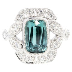 Bague Contemporary 2.66ct Teal Tourmaline & Diamond 18ct White Gold