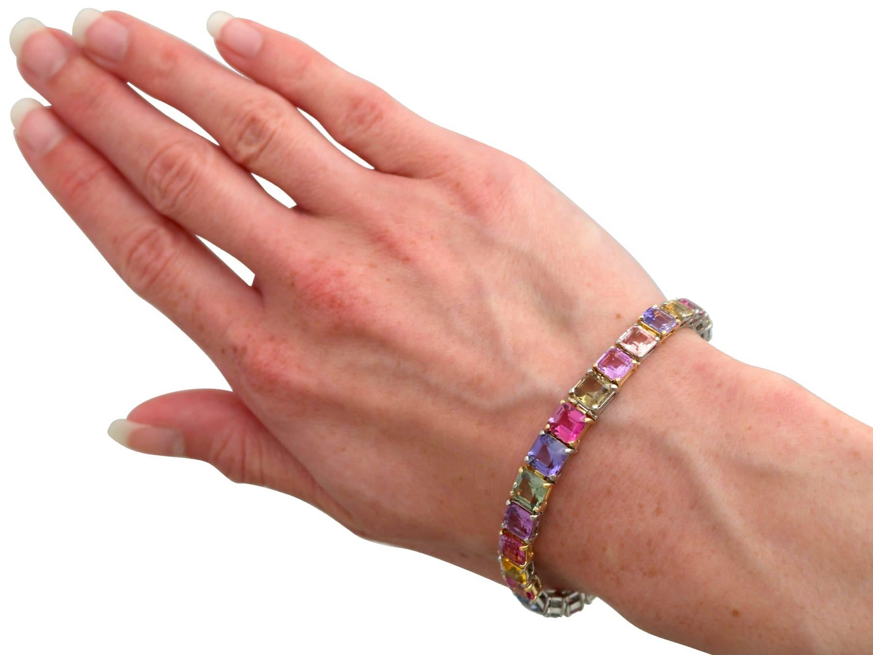 Contemporary 26.81Ct Multi-Colored Sapphire and Platinum Bracelet 2004 For Sale 7