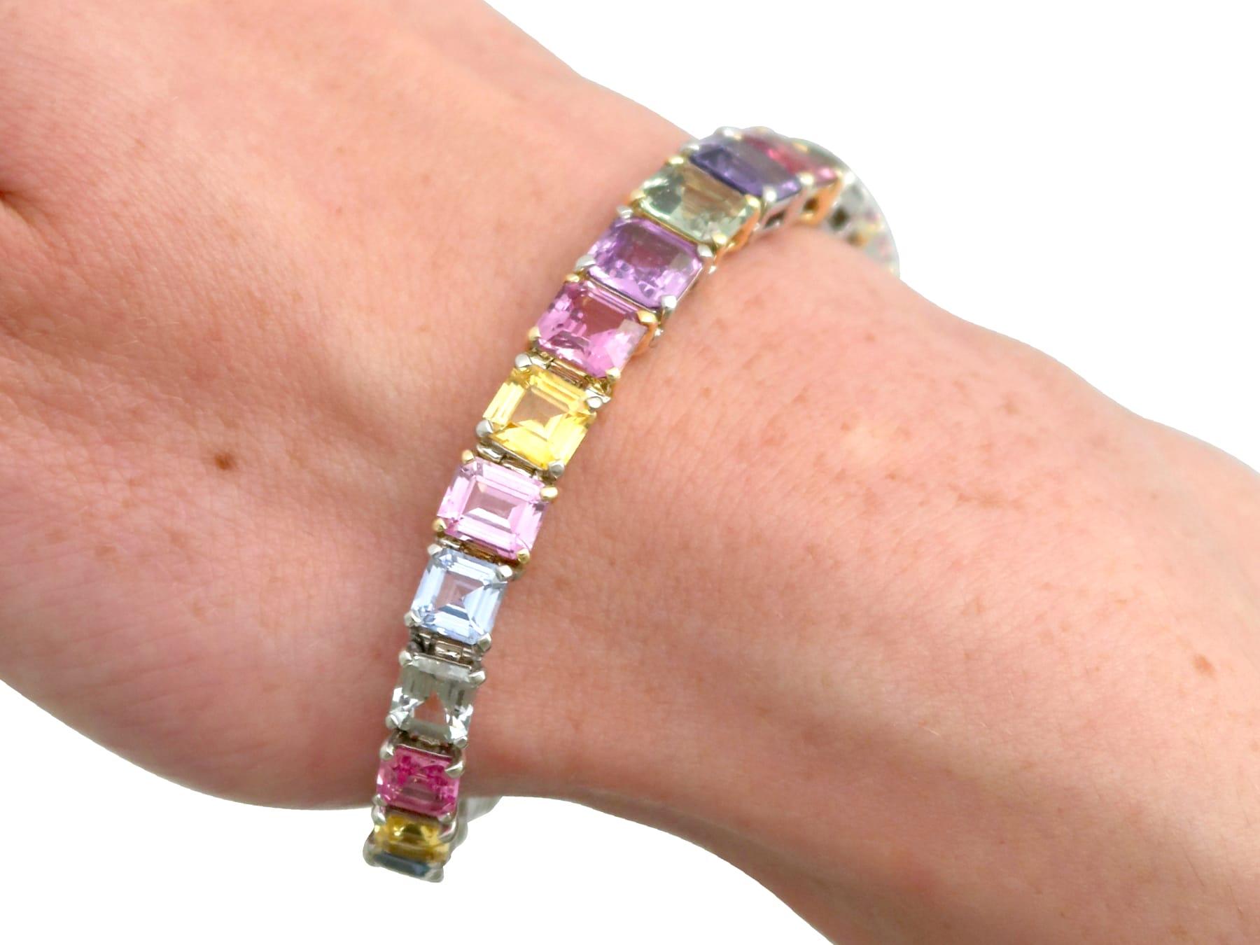 Contemporary 26.81Ct Multi-Colored Sapphire and Platinum Bracelet 2004 For Sale 8
