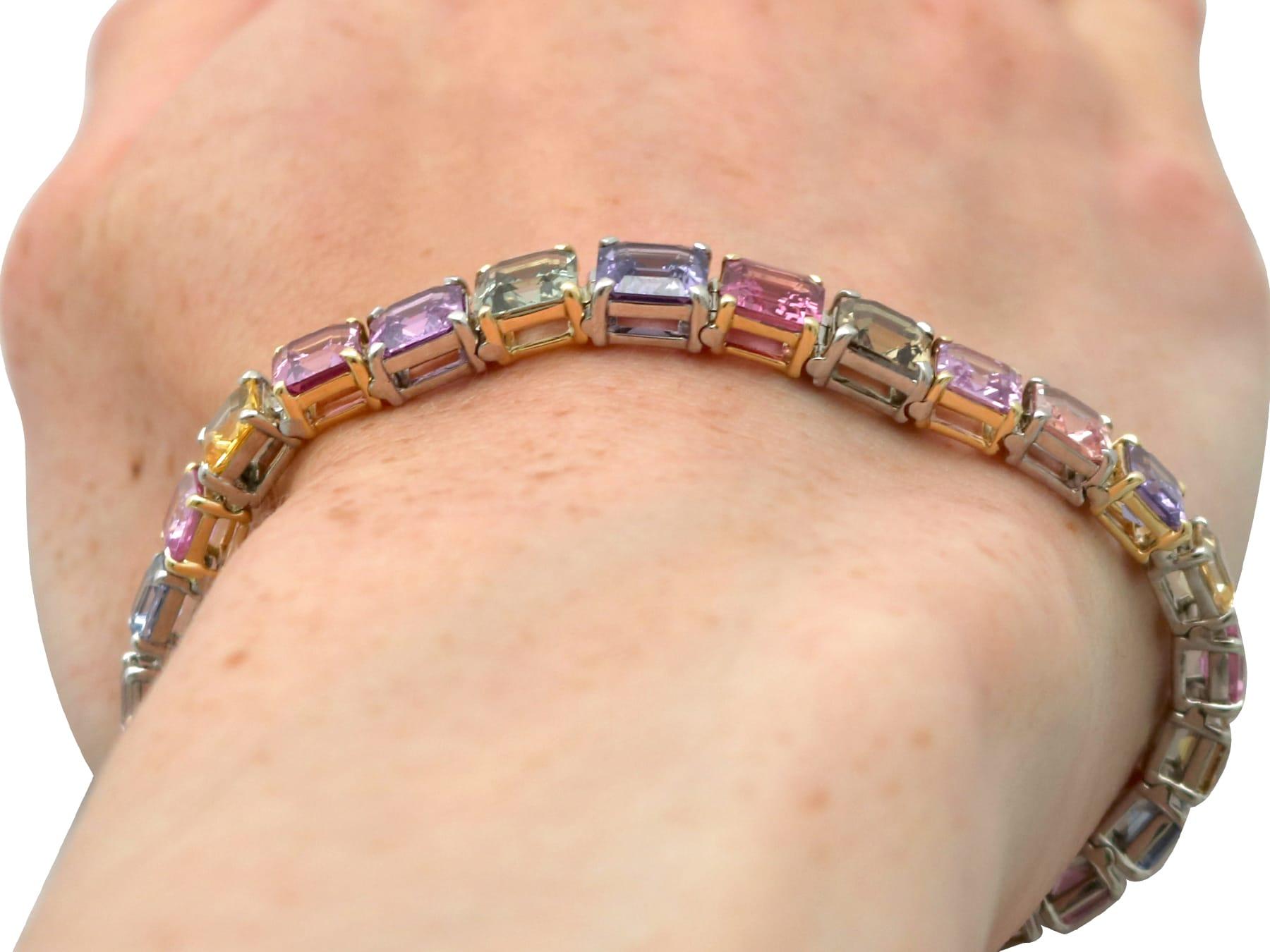 Contemporary 26.81Ct Multi-Colored Sapphire and Platinum Bracelet 2004 For Sale 9