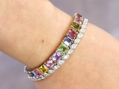Contemporary 26.81Ct Multi-Colored Sapphire and Platinum Bracelet 2004
