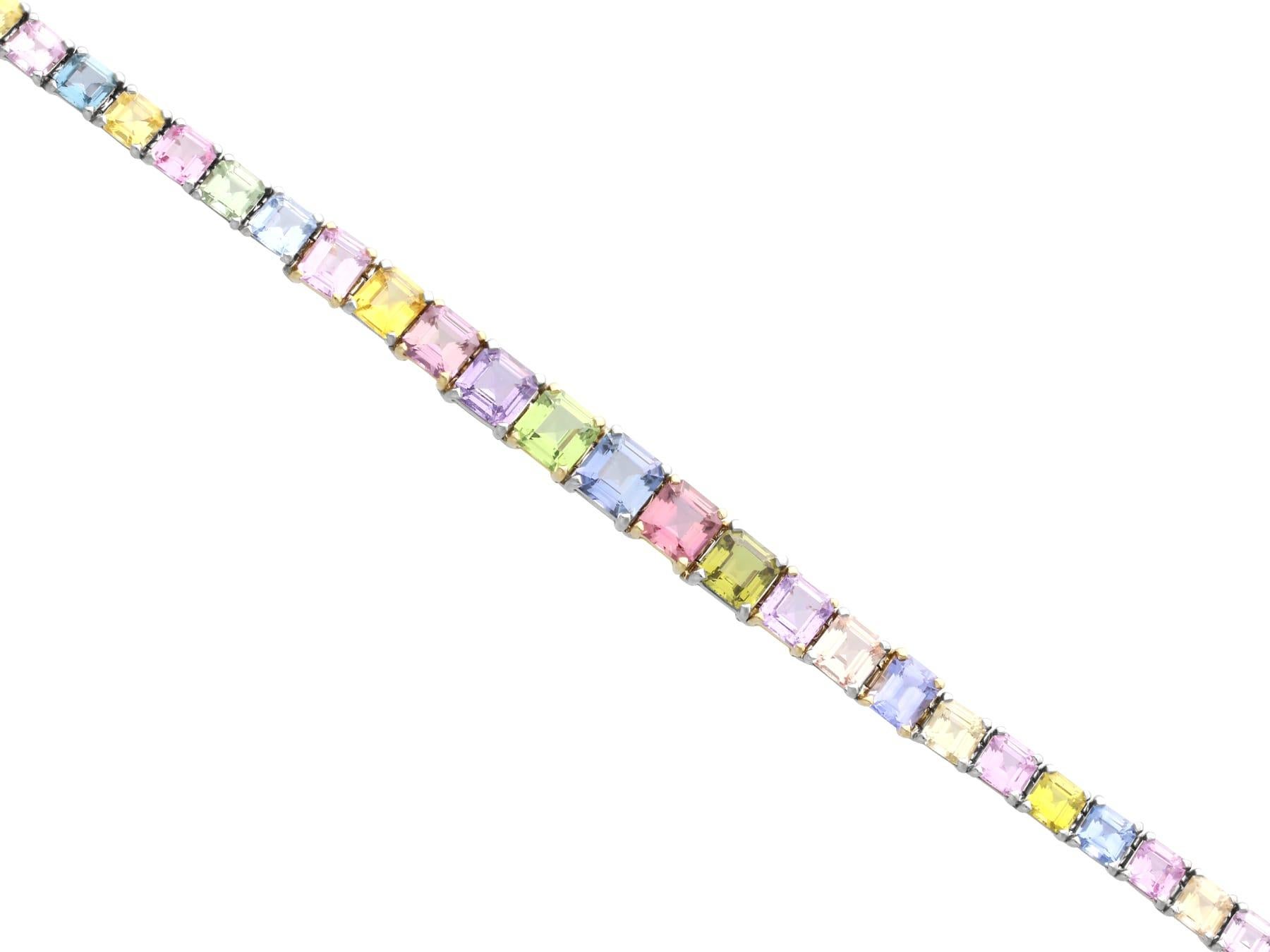 Contemporary 26.81Ct Multi-Colored Sapphire and Platinum Bracelet 2004 In Excellent Condition For Sale In Jesmond, Newcastle Upon Tyne