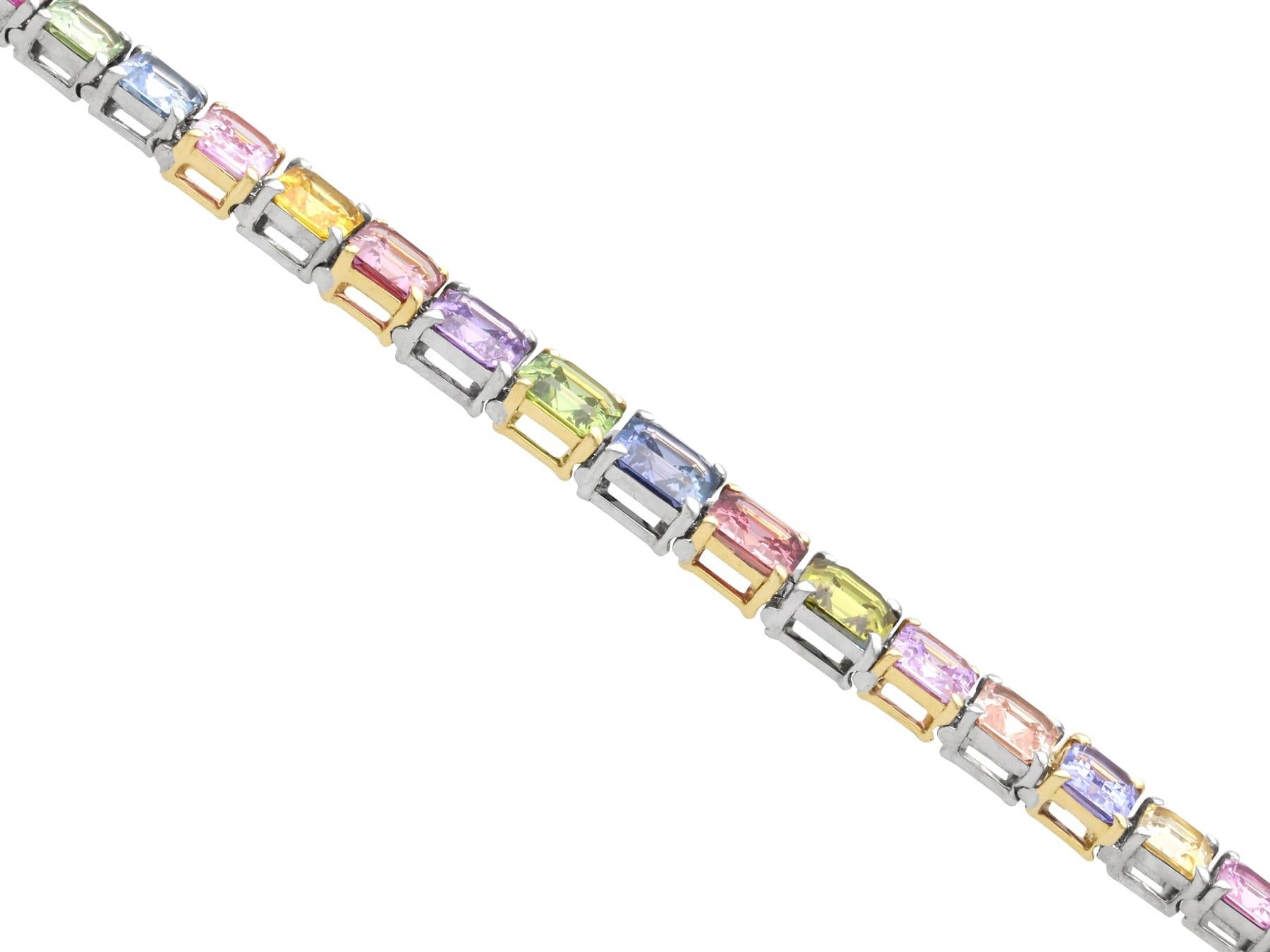 Women's or Men's Contemporary 26.81Ct Multi-Colored Sapphire and Platinum Bracelet 2004 For Sale