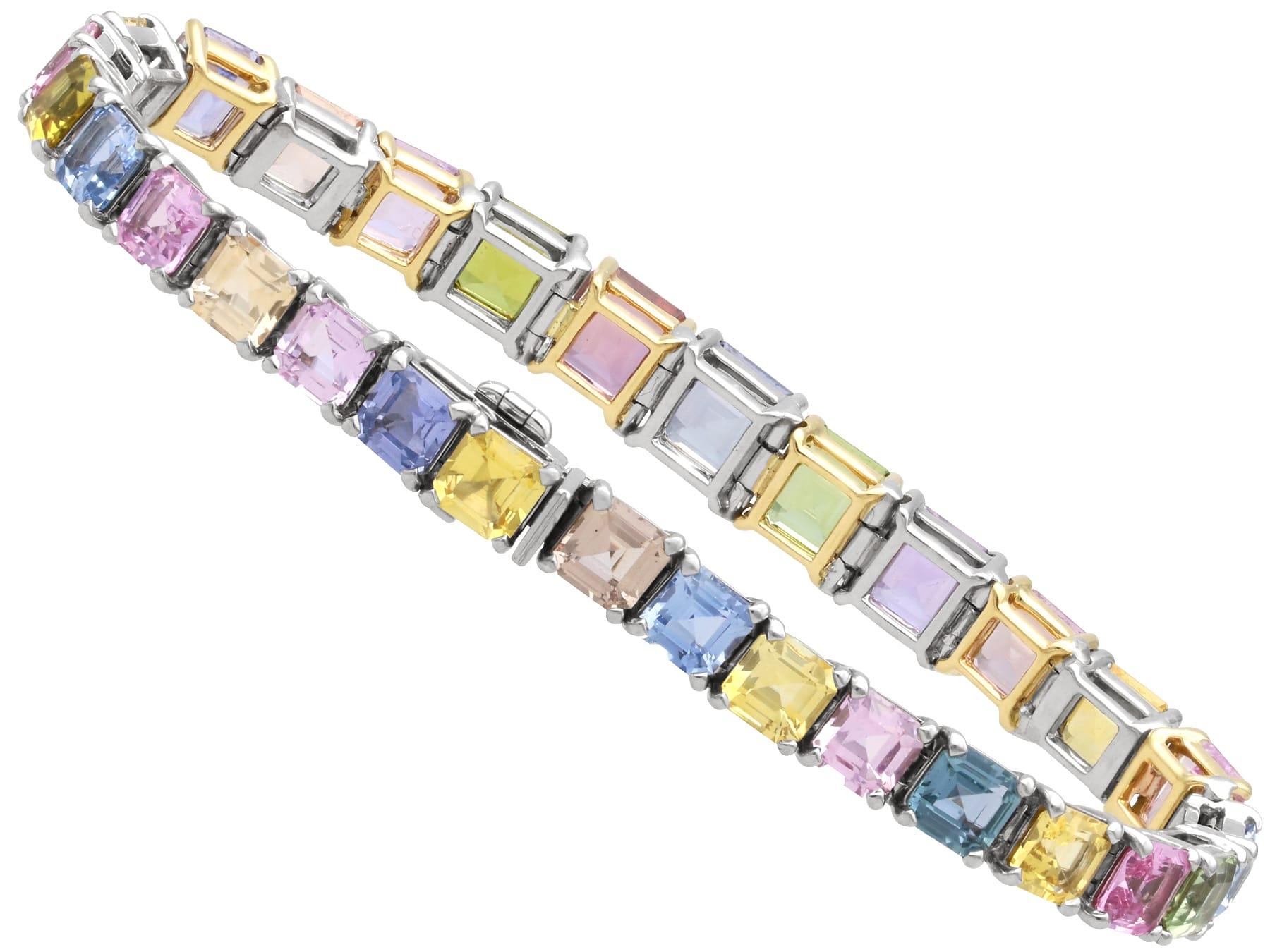 Contemporary 26.81Ct Multi-Colored Sapphire and Platinum Bracelet 2004 For Sale 2