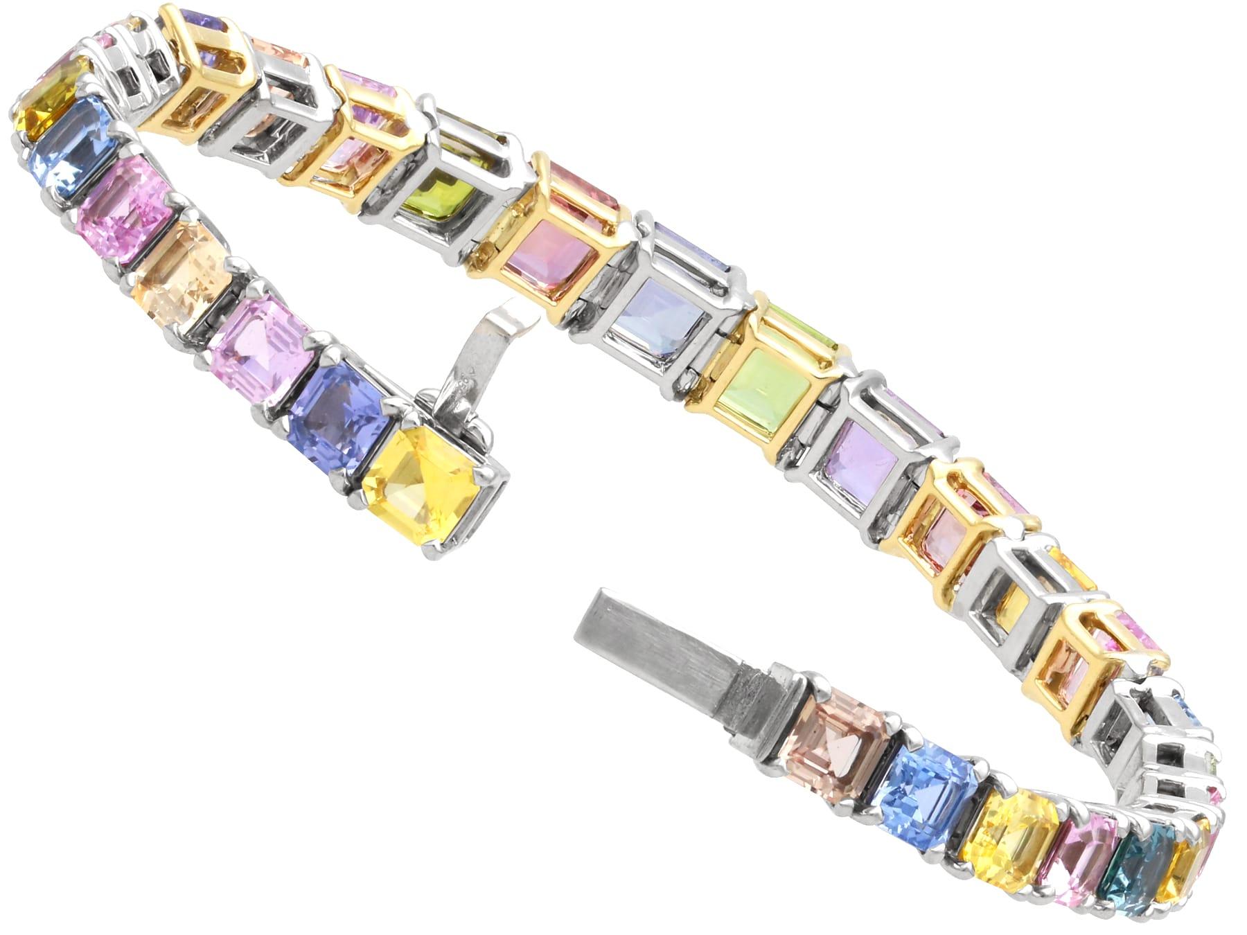 Contemporary 26.81Ct Multi-Colored Sapphire and Platinum Bracelet 2004 For Sale 3