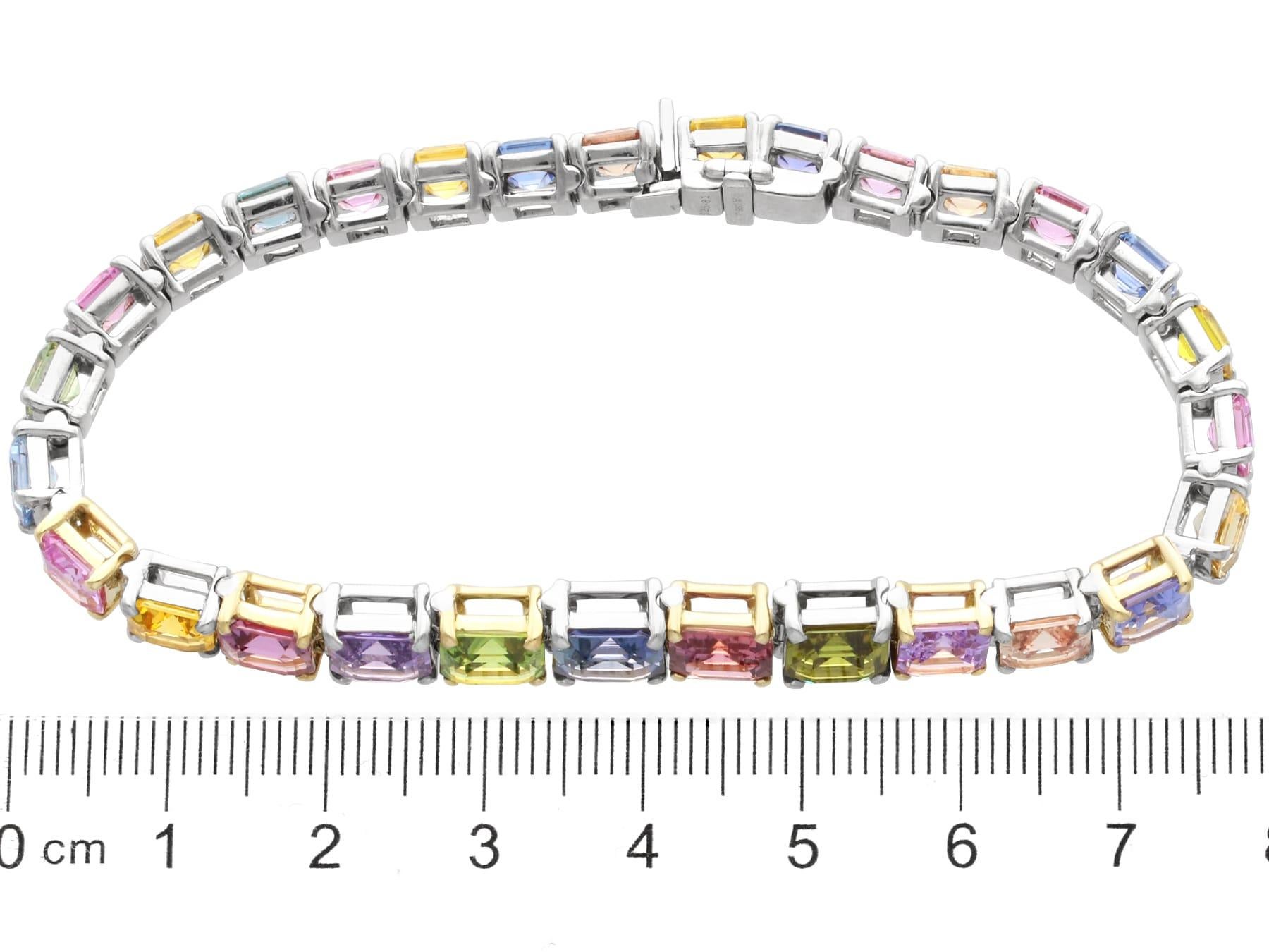 Contemporary 26.81Ct Multi-Colored Sapphire and Platinum Bracelet 2004 For Sale 4