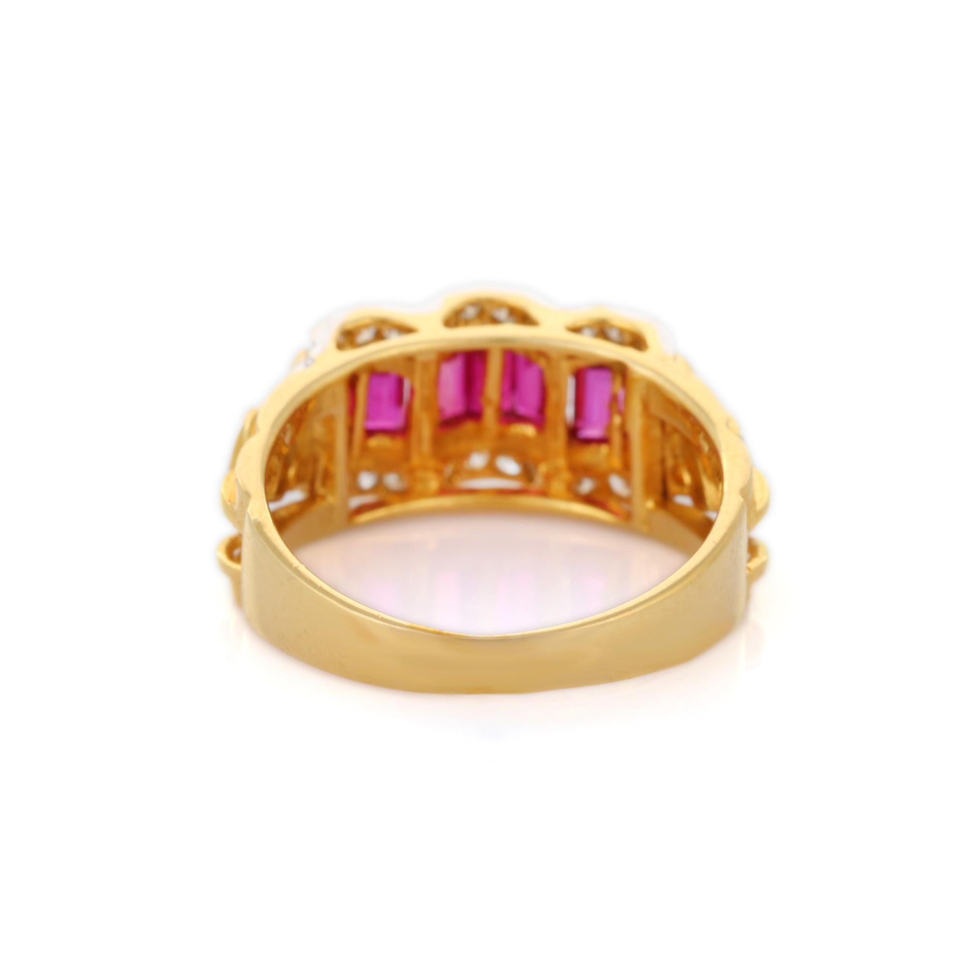 For Sale:  Contemporary 2.7 ct Ruby and Diamond Wedding Ring in 18K Yellow Gold 4