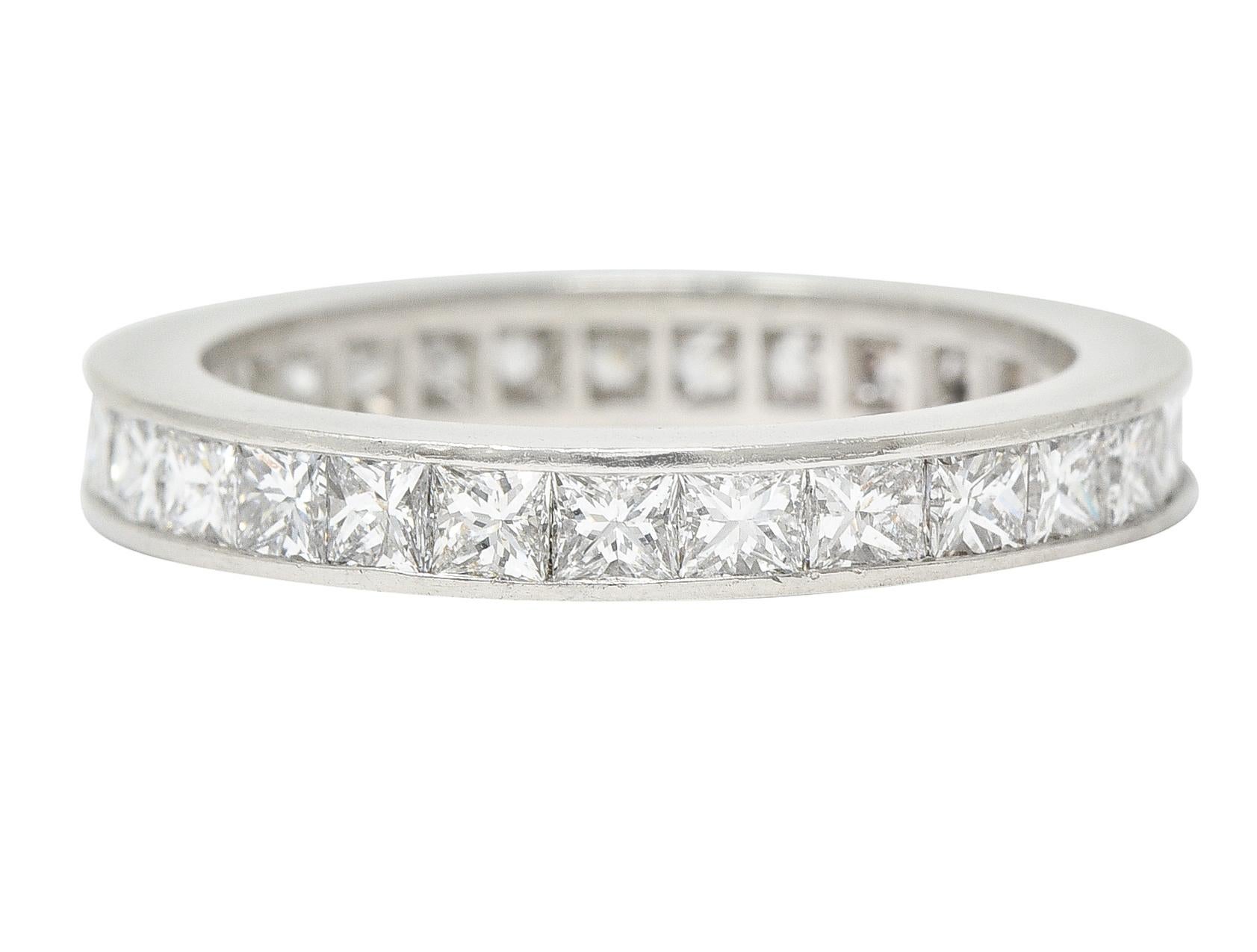 Zeitgenössischer Platin-Ehering mit 2,70 Karat Diamant im Prinzessinnenschliff (Carréschliff) im Angebot