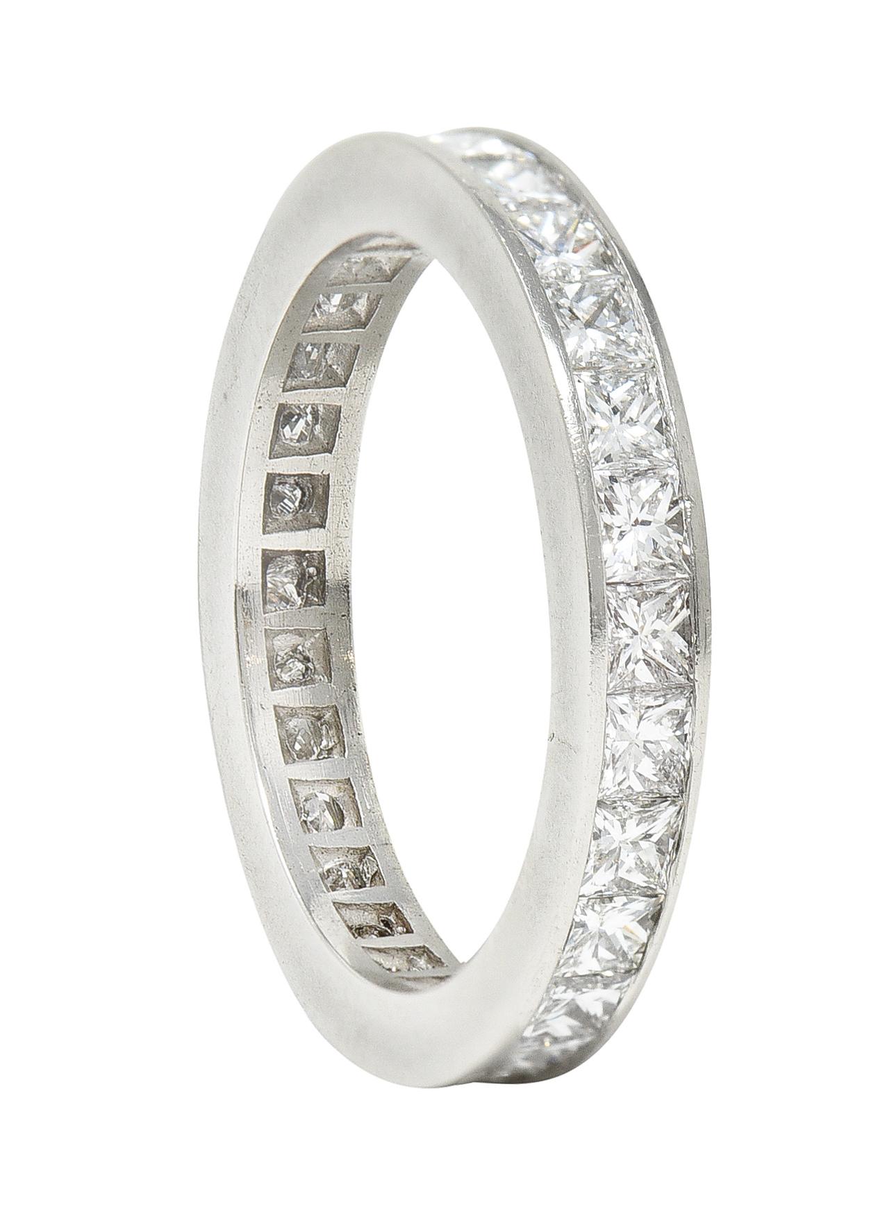 Contemporary 2.70 Carats Princess Cut Diamond Platinum Wedding Band Ring For Sale 2