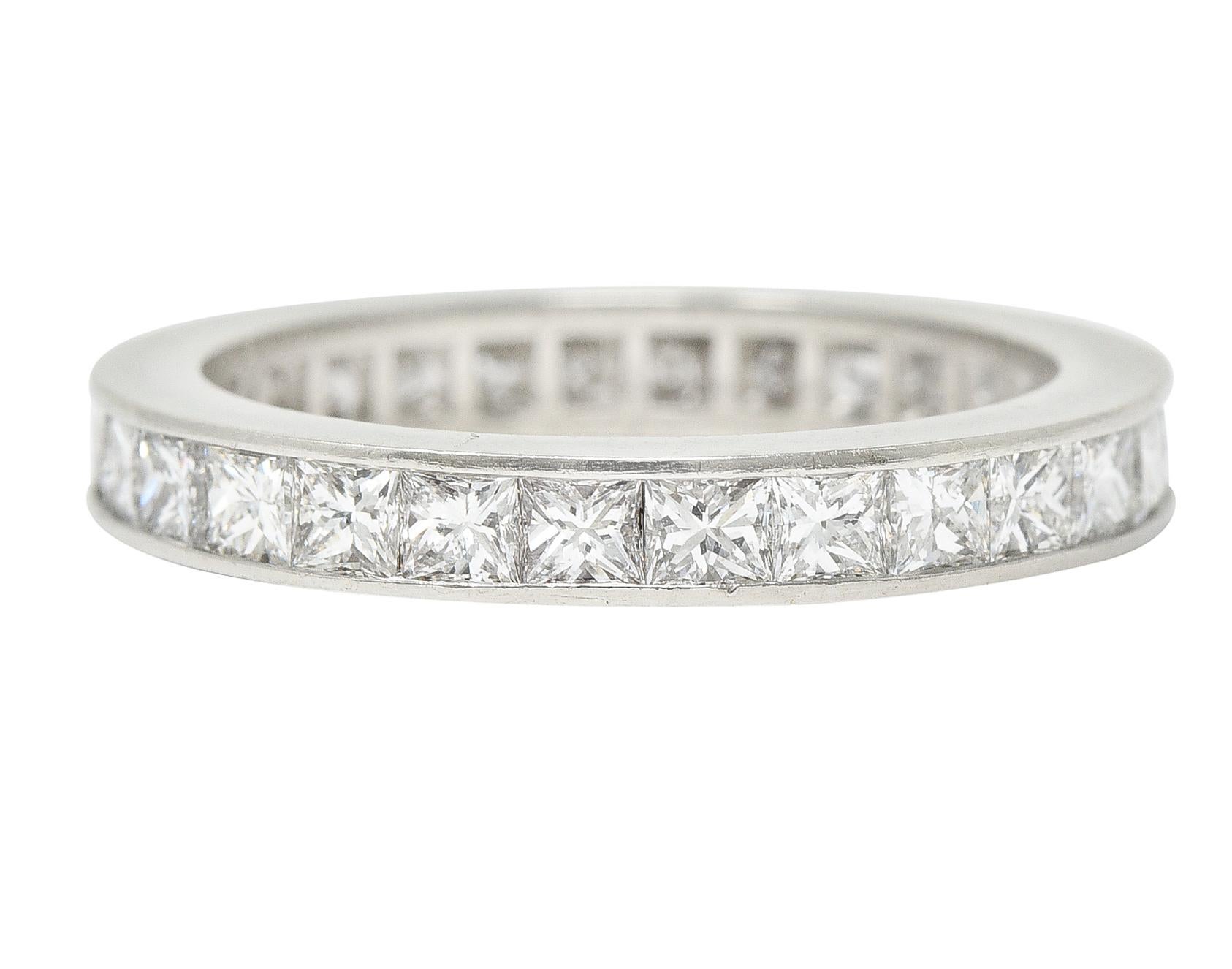 Contemporary 2.70 Carats Princess Cut Diamond Platinum Wedding Band Ring For Sale 3