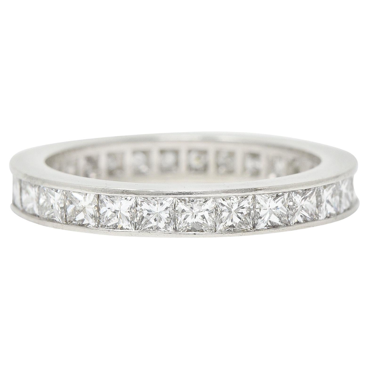 Contemporary 2.70 Carats Princess Cut Diamond Platinum Wedding Band Ring