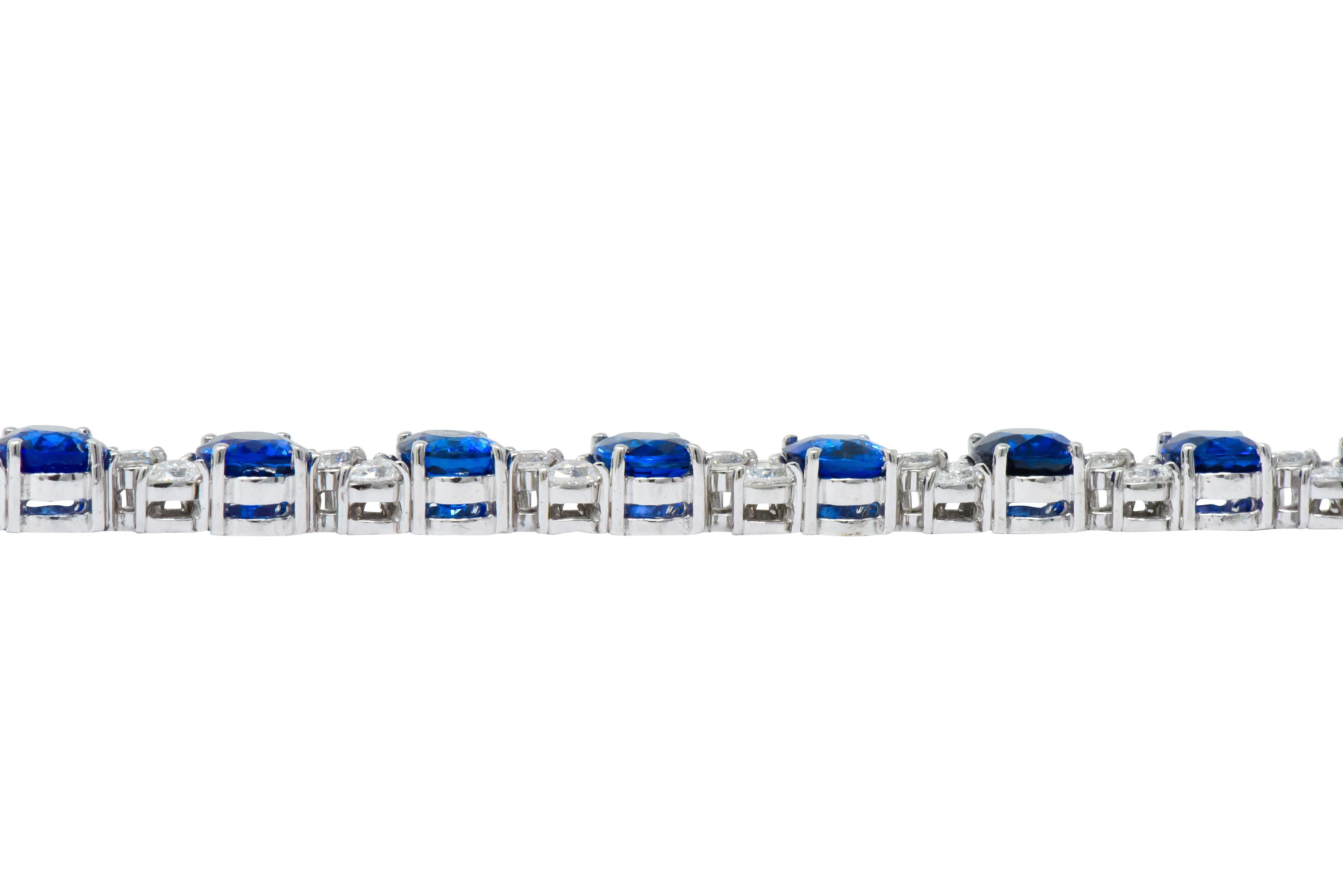 Contemporary 27.20 Carat Sapphire Diamond 18 Karat White Gold Bracelet 2