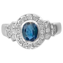 Contemporary 2.75 Carat Blue Sapphire Diamond Cocktail Ring