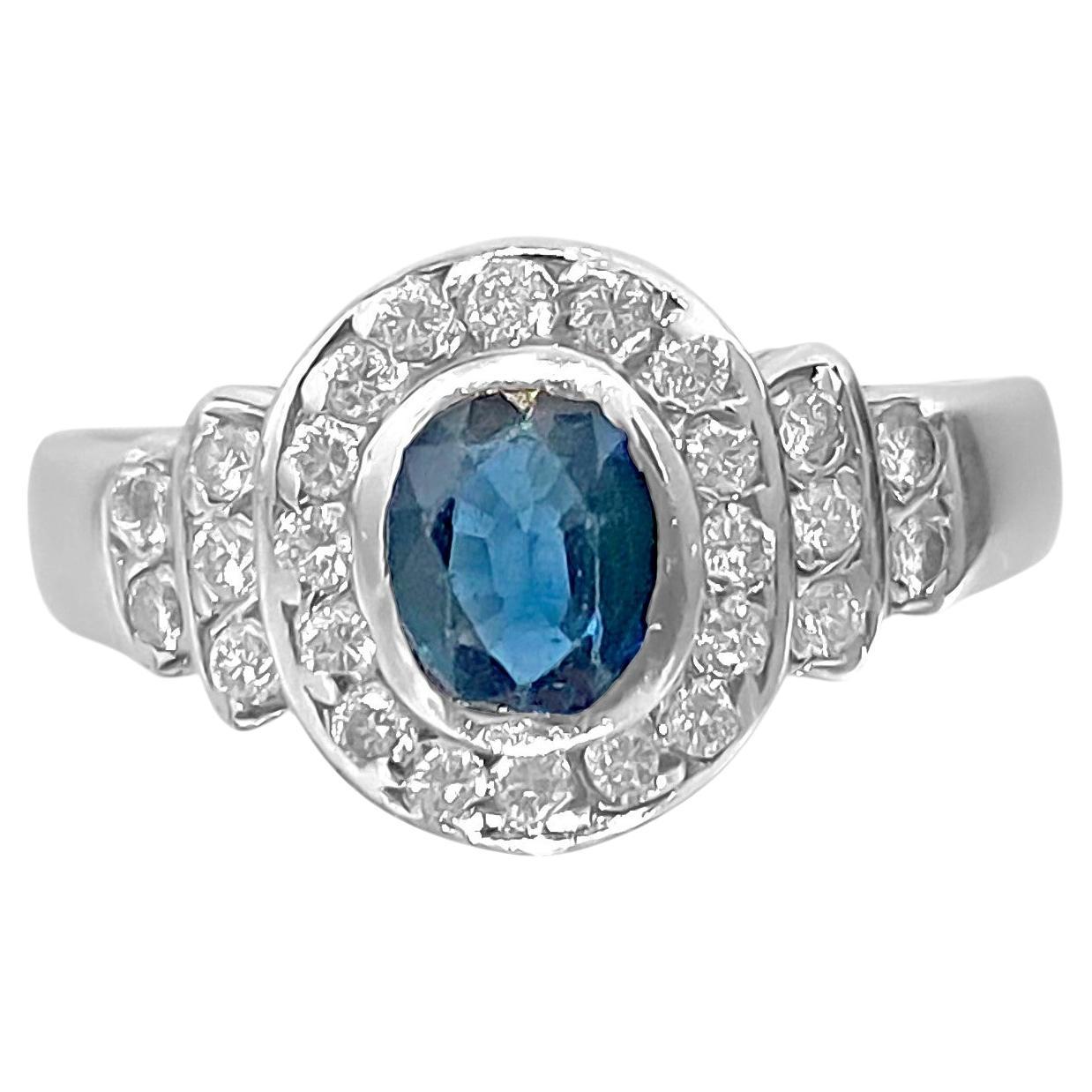 Contemporary 2.75 Carat Blue Sapphire Diamond Cocktail Ring