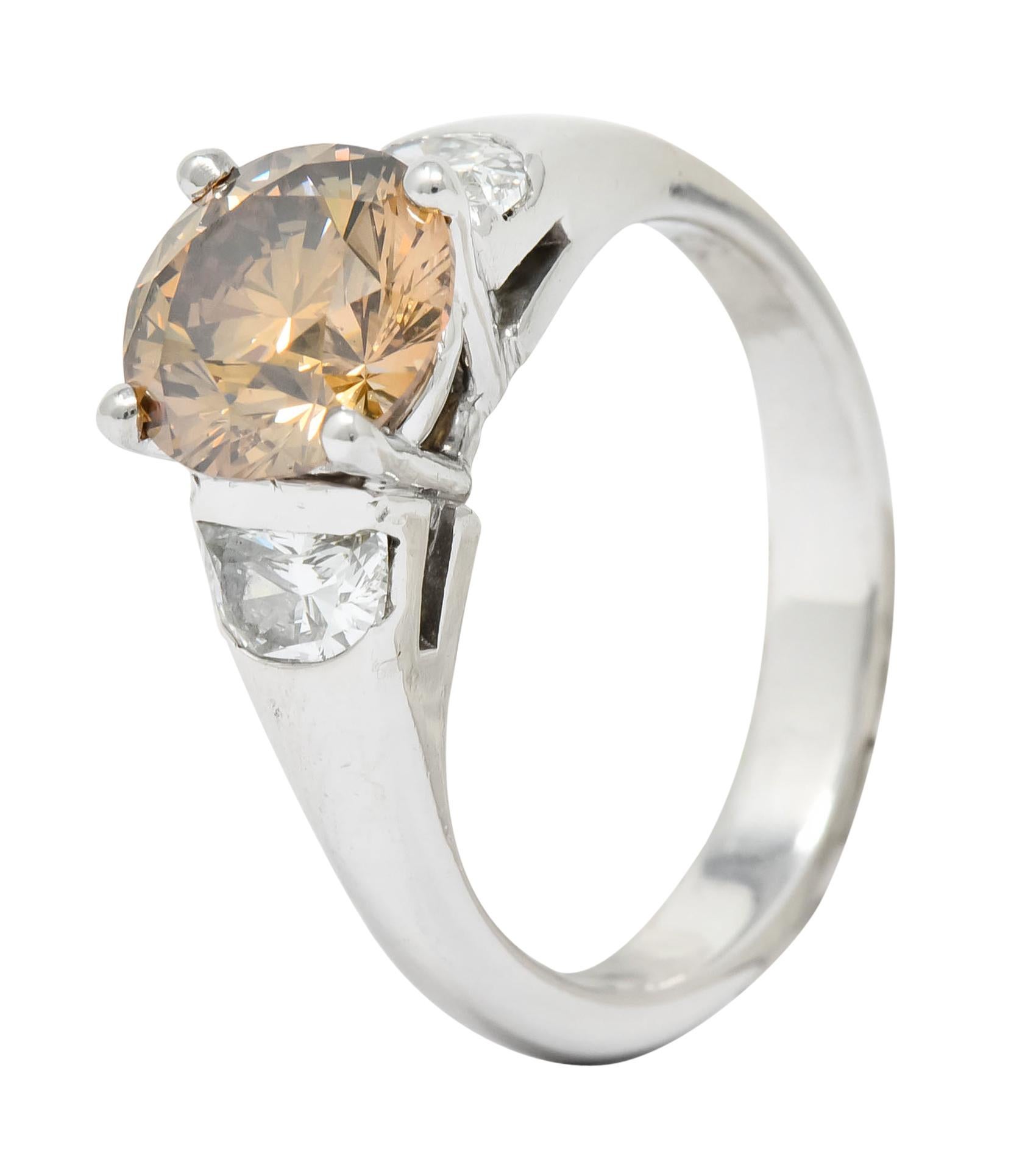 Contemporary 2.75 Carat Fancy Colored Diamond Platinum Engagement Ring GIA 5