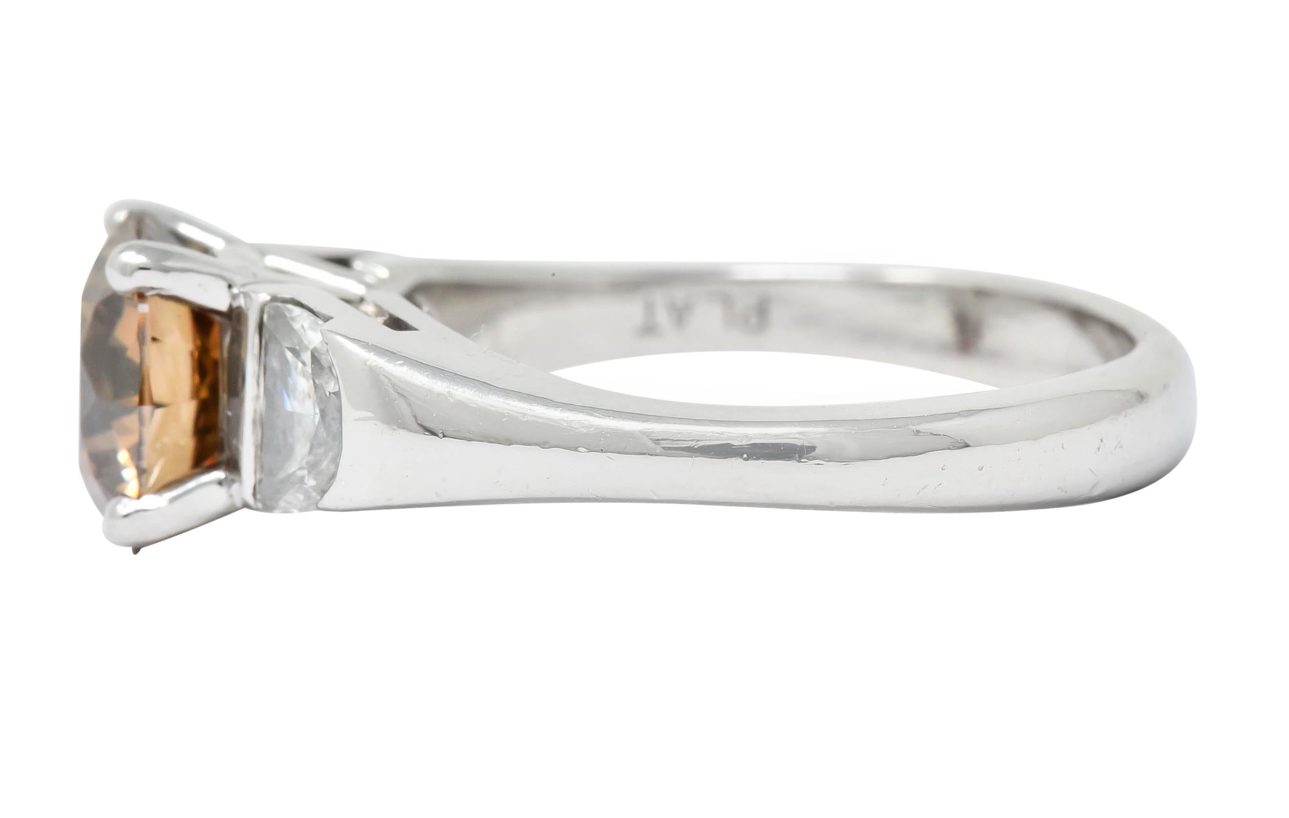 Women's or Men's Contemporary 2.75 Carat Fancy Colored Diamond Platinum Engagement Ring GIA