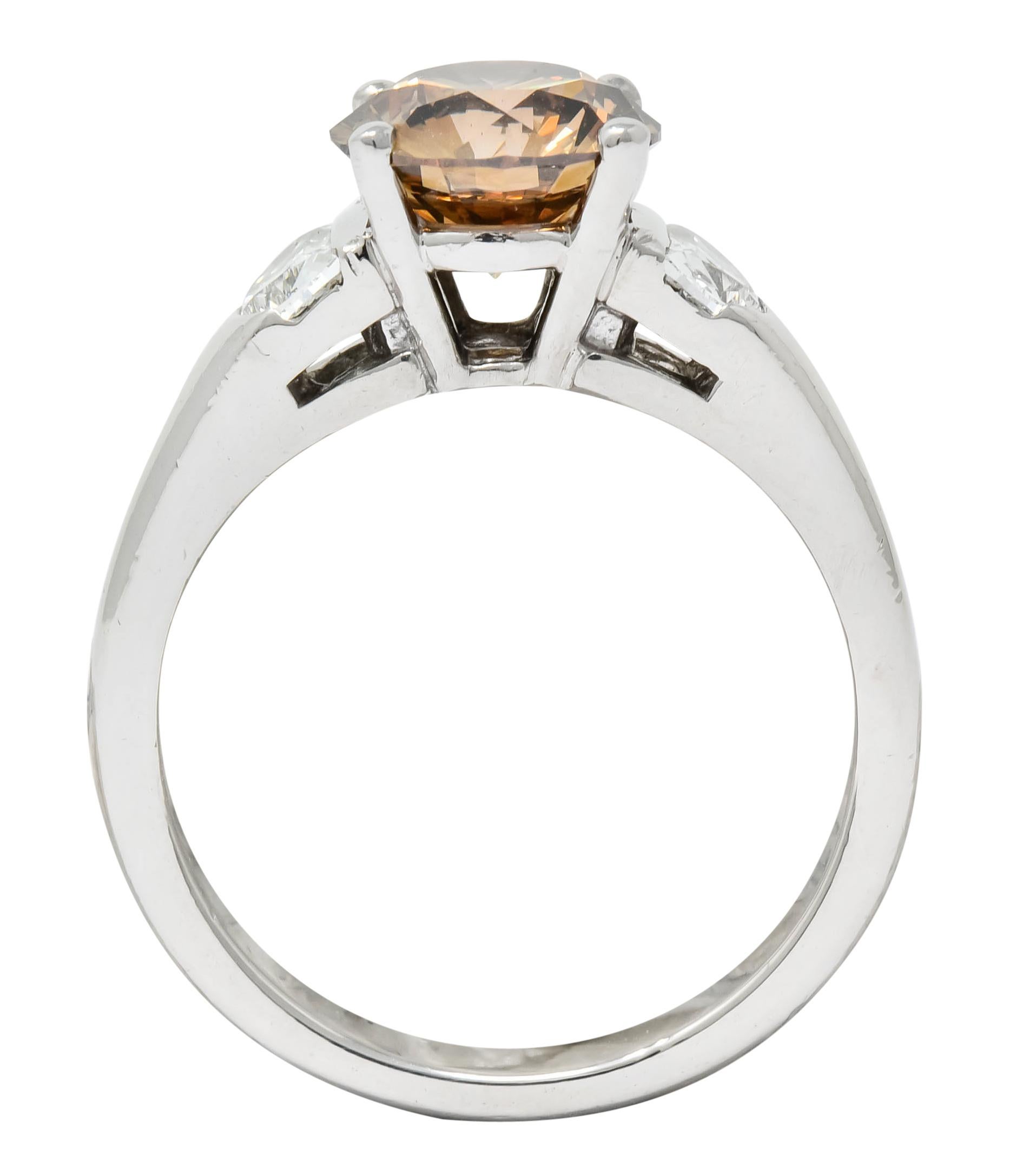 Contemporary 2.75 Carat Fancy Colored Diamond Platinum Engagement Ring GIA 4