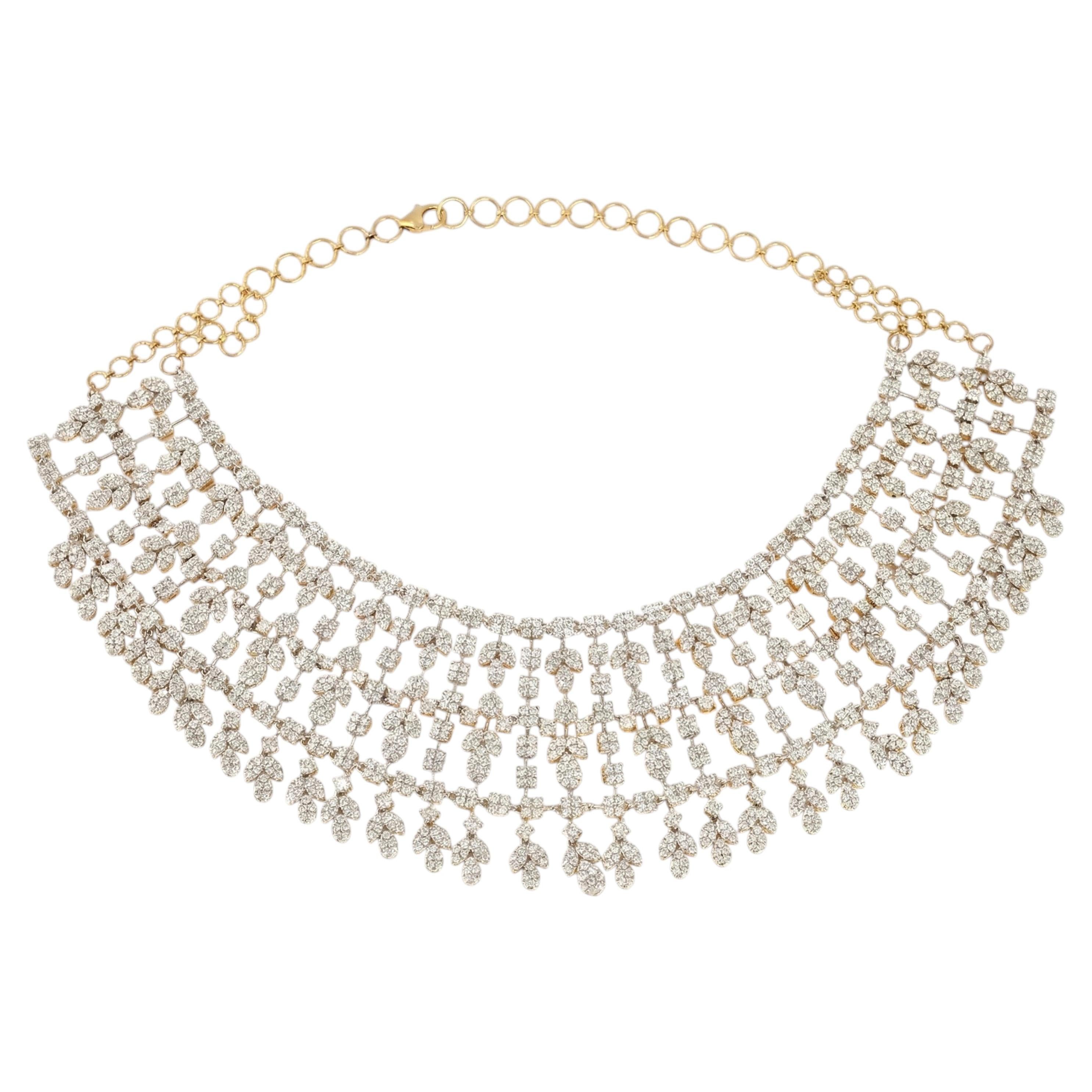 Contemporary 28 Carat Diamond Necklace in 14K Yellow Gold, India 2026