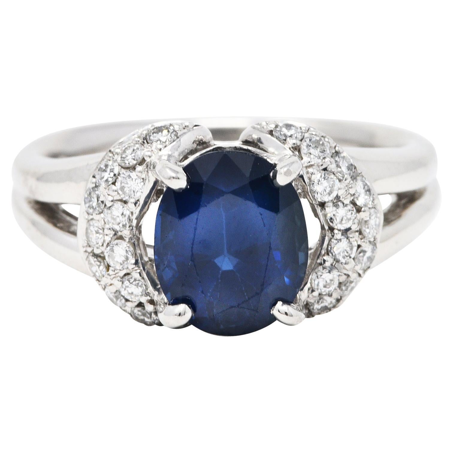 2.80 Carat Sapphire Diamond Halo Ring For Sale at 1stDibs