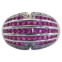 Contemporary 2.80ct Ruby 
Quartz Sterling Silver Dome Band Ring