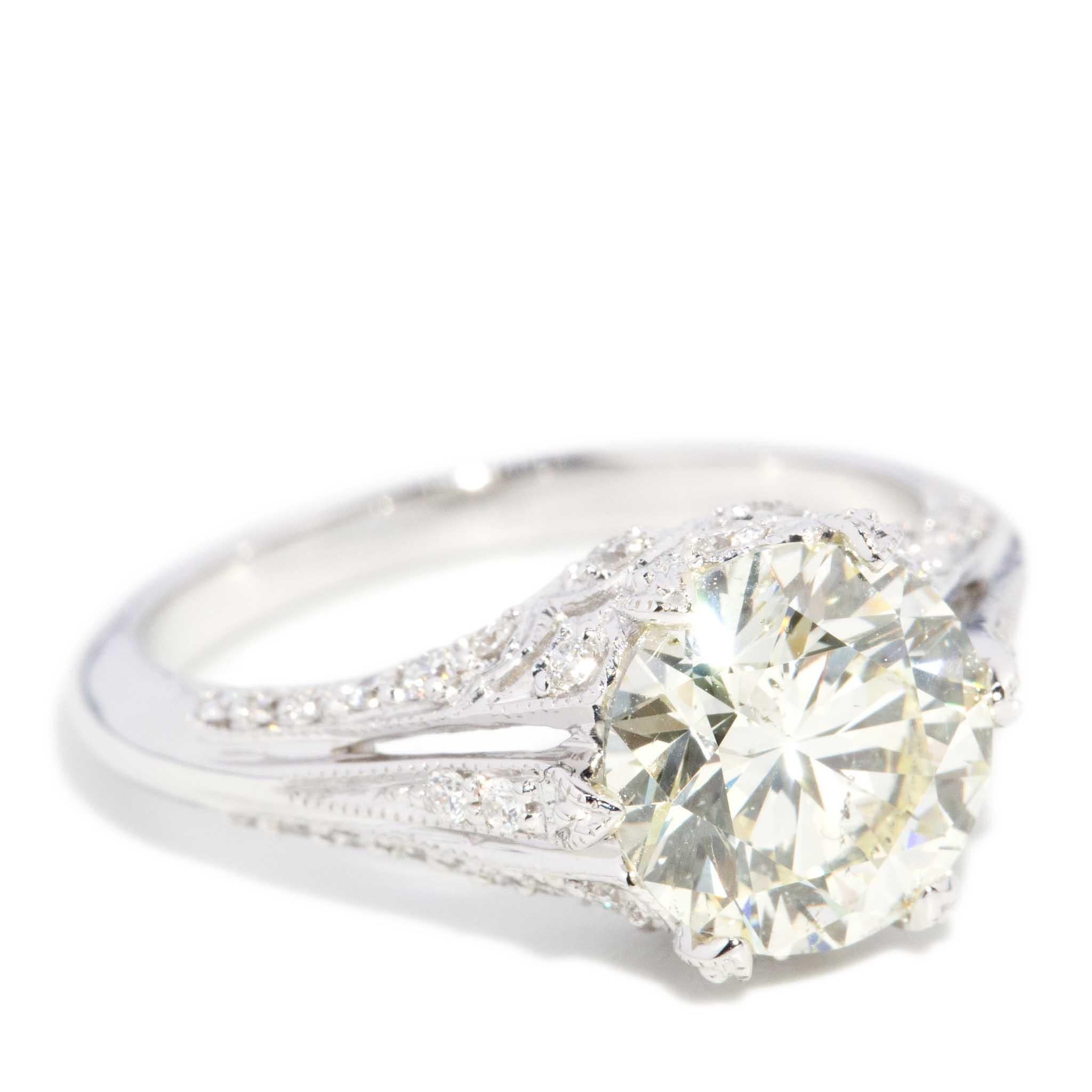 Contemporary 2.84 Carat Round Brilliant Diamond Ring 18 Carat White Gold In New Condition In Hamilton, AU