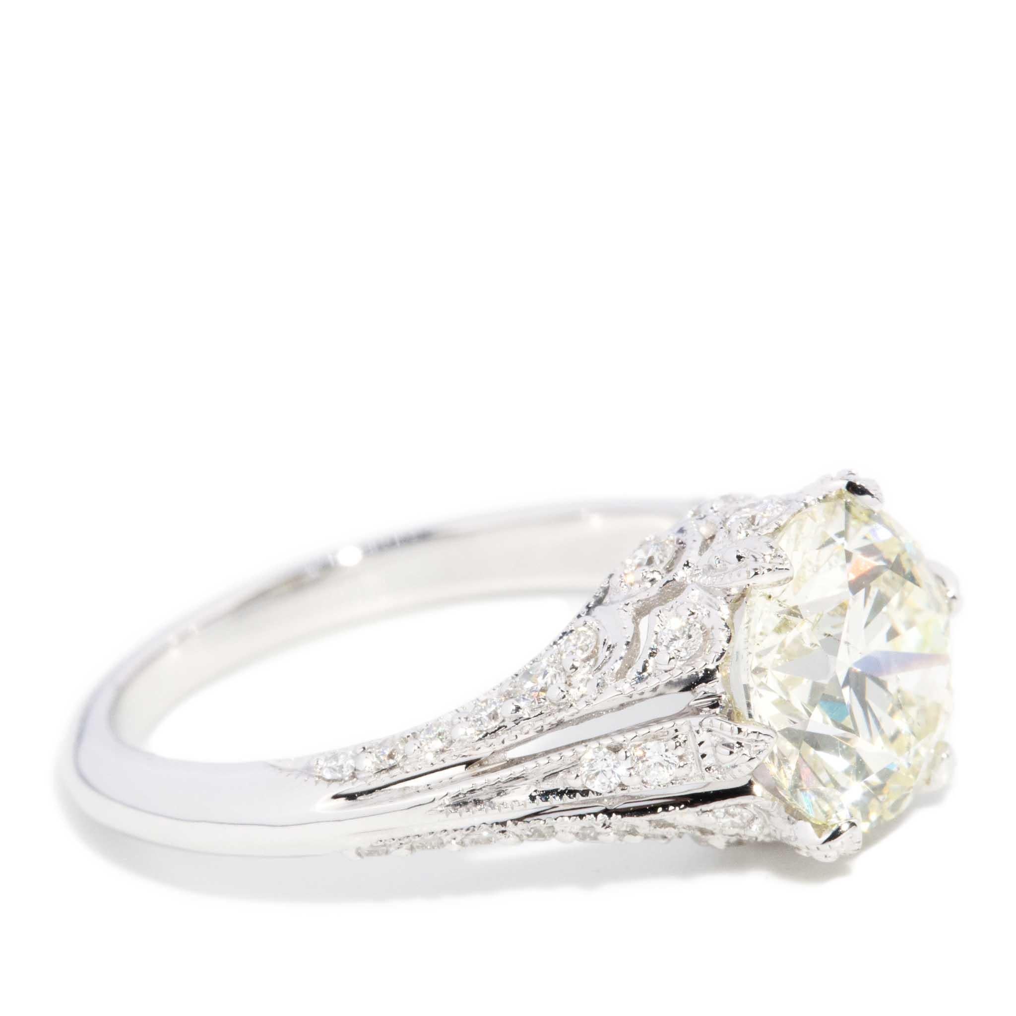 Contemporary 2.84 Carat Round Brilliant Diamond Ring 18 Carat White Gold 1