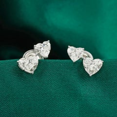 Contemporary 2.84 Ct. Heart Cut Diamond Stud Earrings 14K White Gold