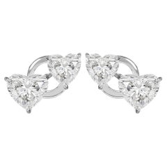 Contemporary 2.84 Ct. Heart Cut Diamond Stud Earrings 14K White Gold