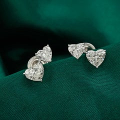 Contemporary 2.84 Ct. Heart Cut Diamond Stud Earrings 18K White Gold