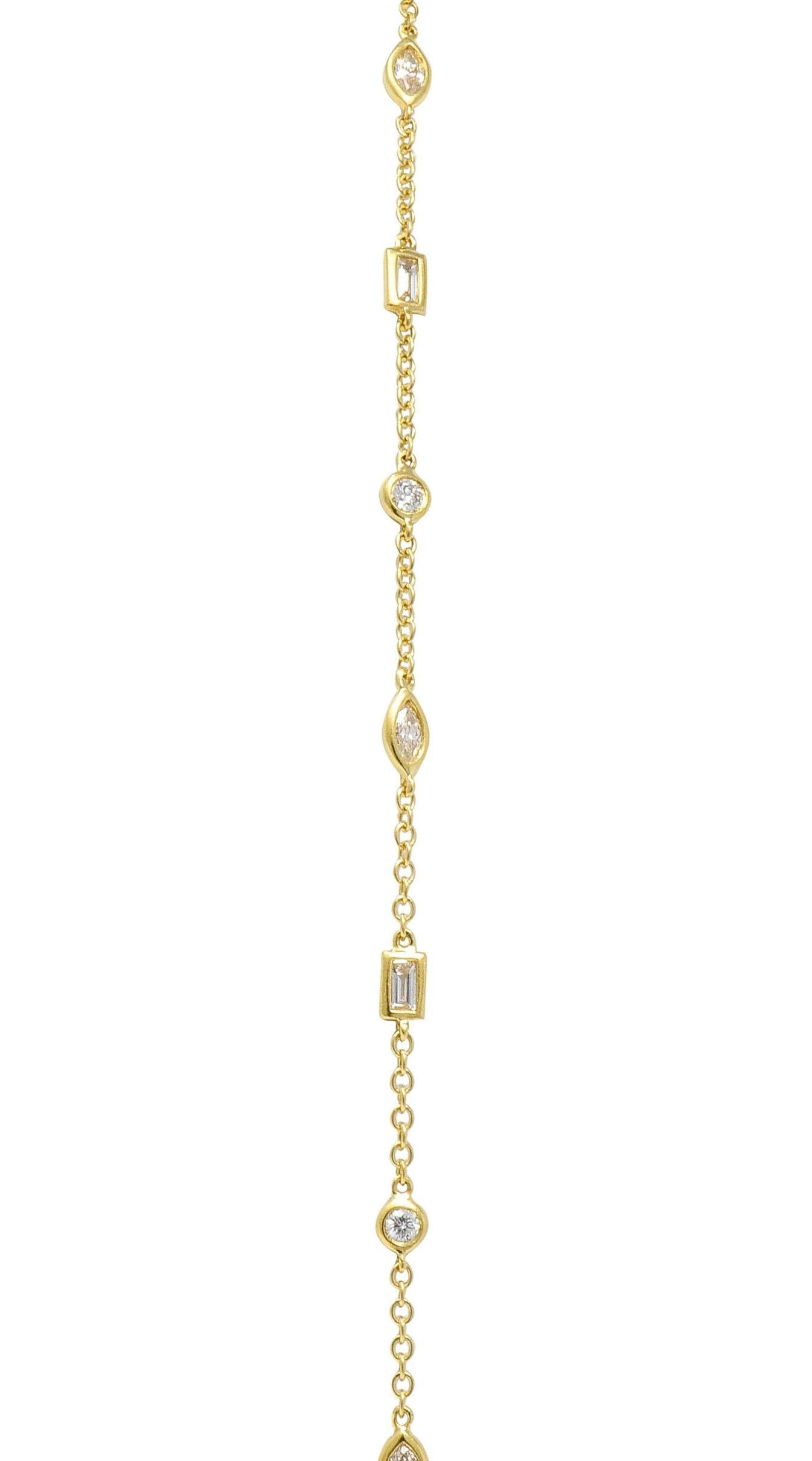 Contemporary 2.84 CTW Diamond 18 Karat Yellow Gold Diamonds-By-The-Yard Necklace For Sale 1