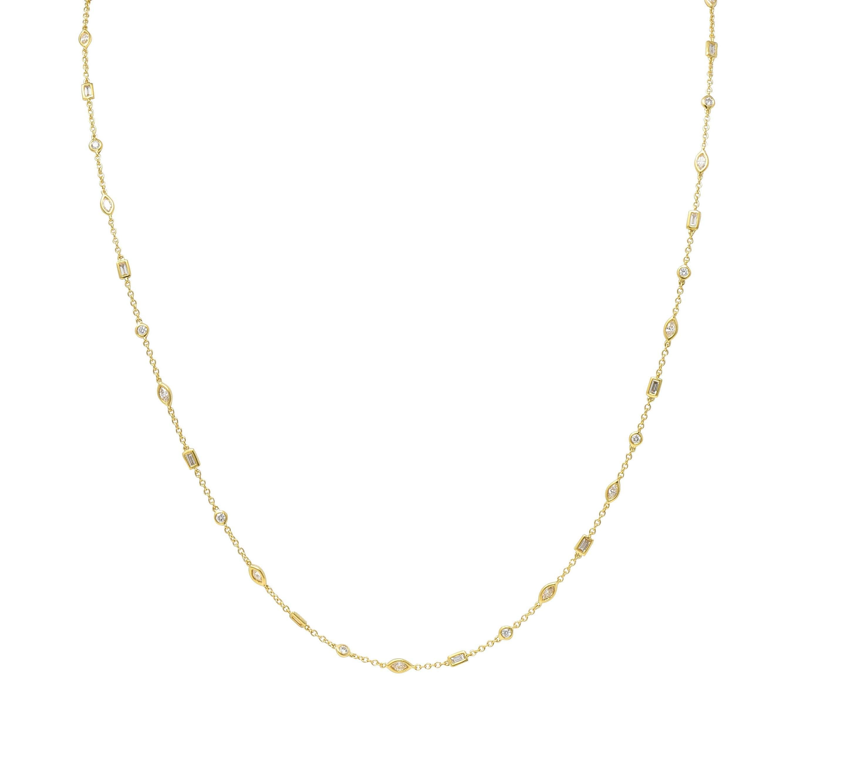 Contemporary 2.84 CTW Diamond 18 Karat Yellow Gold Diamonds-By-The-Yard Necklace For Sale 3