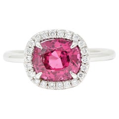 Contemporary 2.85 Carats Spinel Diamond Platinum Cushion Halo Ring