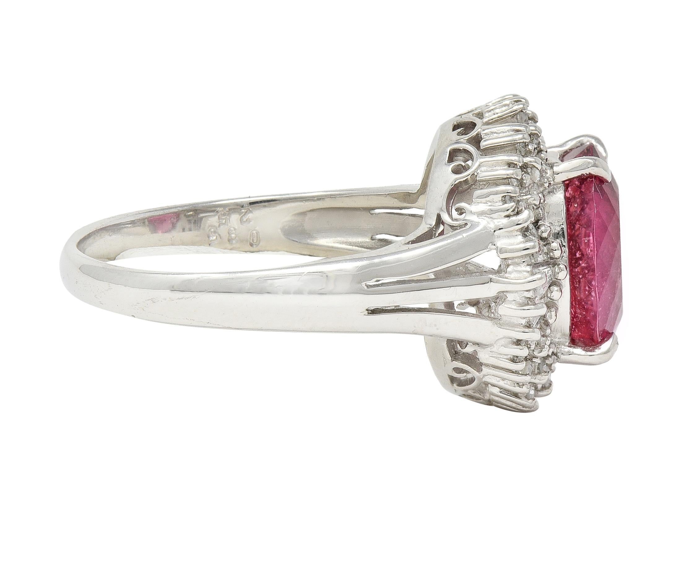 Round Cut Contemporary 2.85 CTW Spinel Diamond Platinum Ballerina Halo Ring For Sale