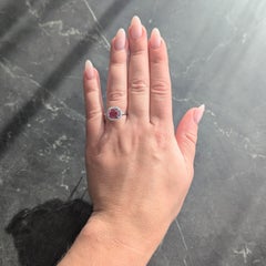 Contemporary 2.85 CTW Spinel Diamond Platinum Cushion Halo Ring