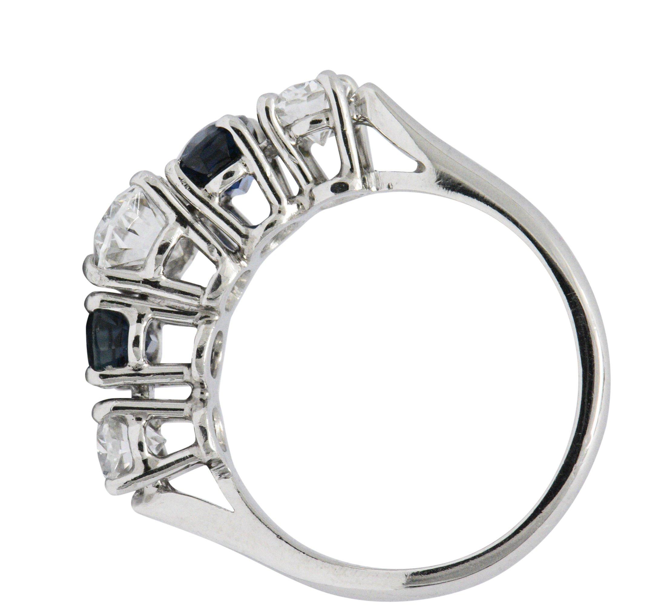 Women's or Men's Contemporary 2.90 Carat Diamond Sapphire Platinum Ring GIA Certified