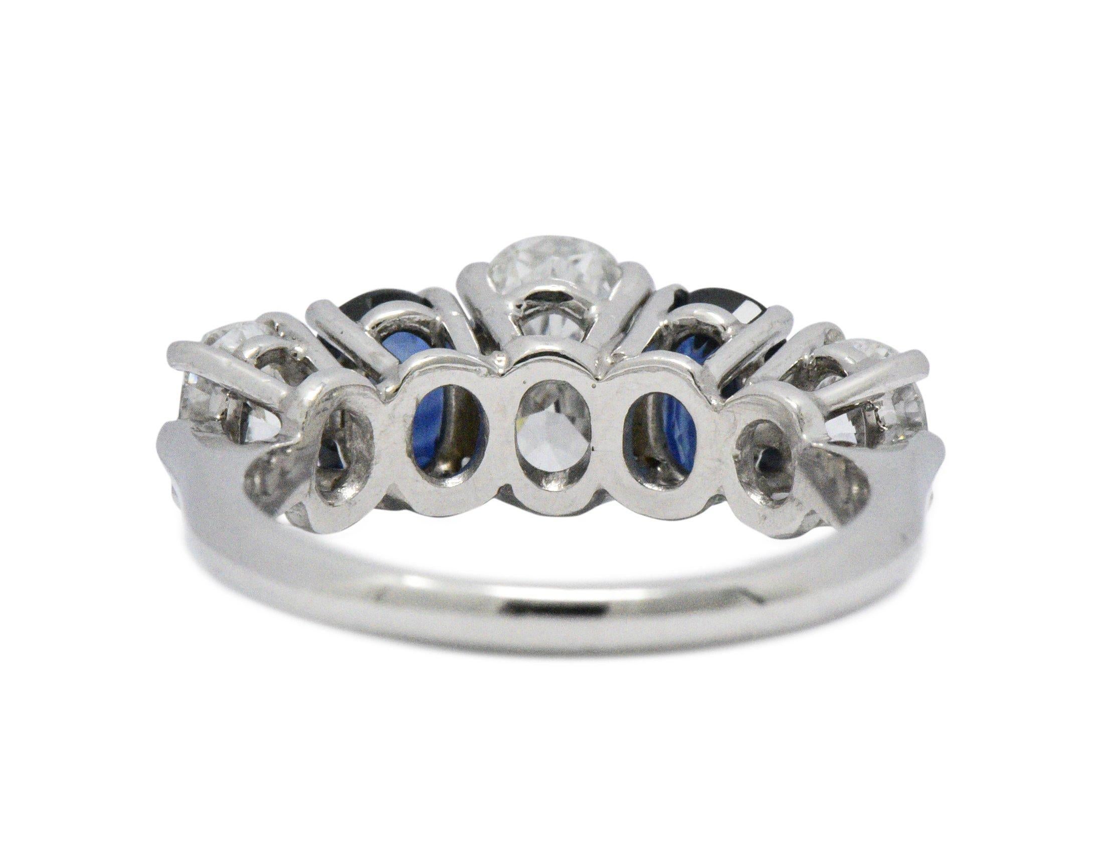 Contemporary 2.90 Carat Diamond Sapphire Platinum Ring GIA Certified 1