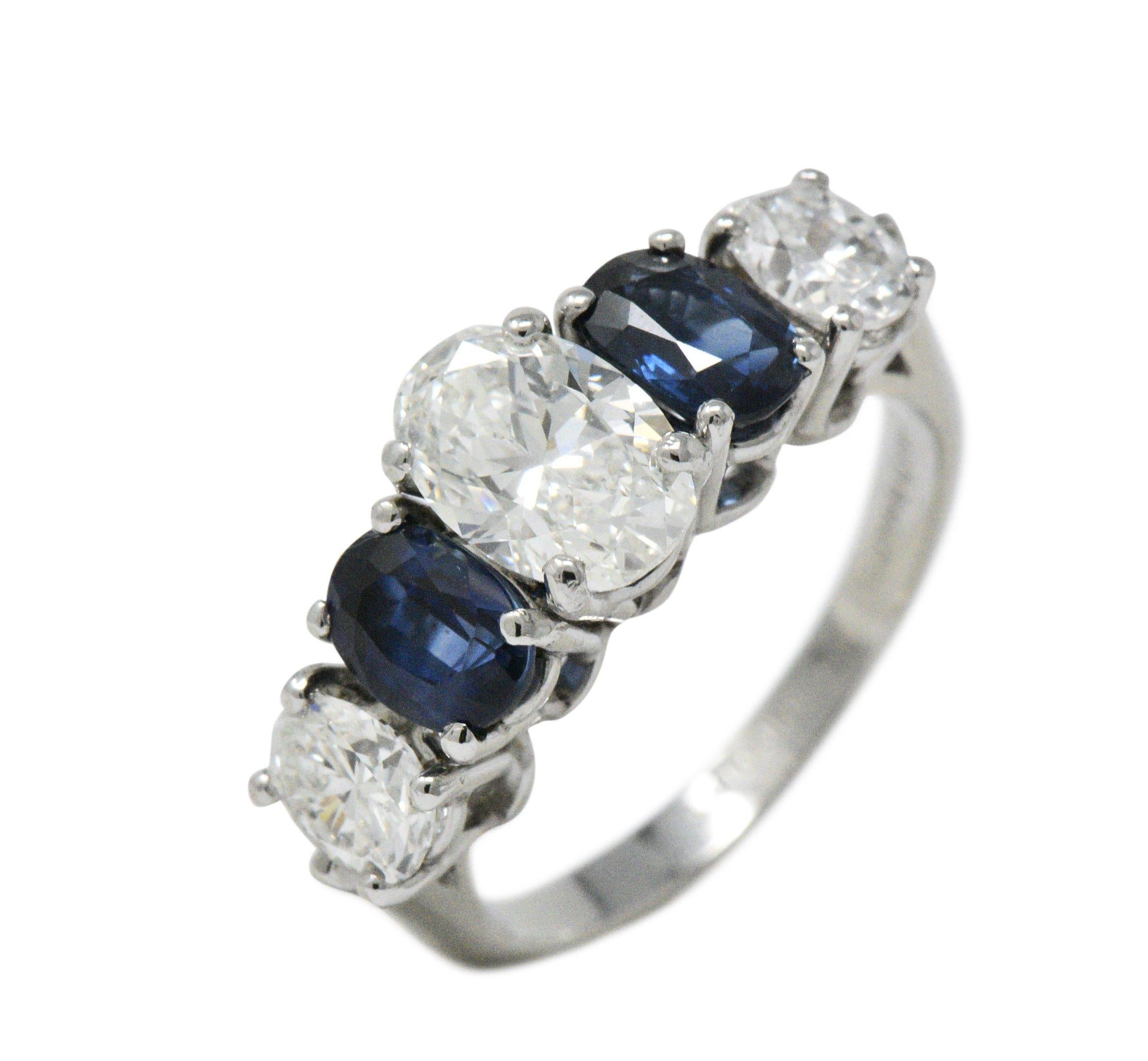 Contemporary 2.90 Carat Diamond Sapphire Platinum Ring GIA Certified 2