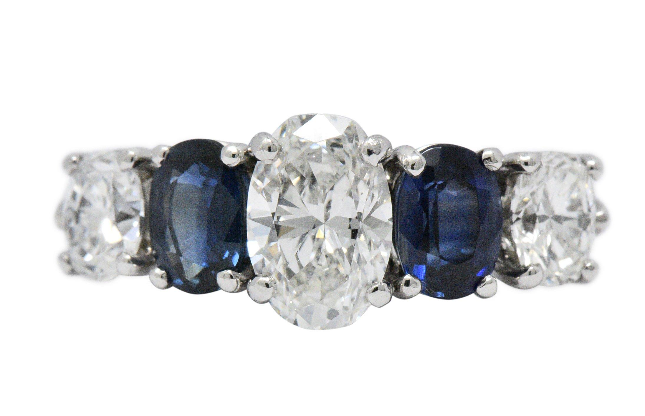 Contemporary 2.90 Carat Diamond Sapphire Platinum Ring GIA Certified 3