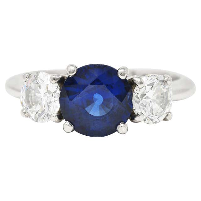 Black Opal Oval Cut Diamond Platinum Three Stone Gemstone Ring For Sale ...