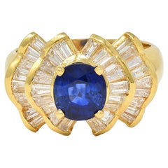 Contemporary 2.94 CTW Sapphire Diamond 18 Karat Gold Bowtie Cluster Ring