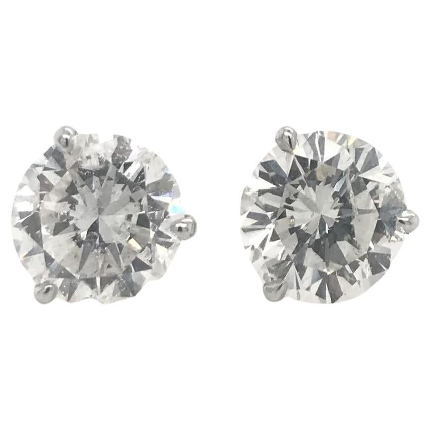 Contemporary 3 Carat Total Weight Diamond Stud Earrings