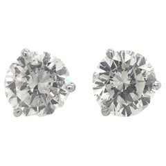 Contemporary 3 Carat Total Weight Diamond Stud Earrings