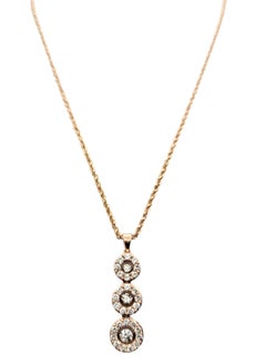 Contemporary Pavé Diamond Graduated Circle Drop Necklace 14 Karat Rose Gold