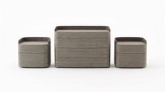 Contemporary 3-Piece Bedroom Storage Set in Oak Veneer & Full Grain Leather