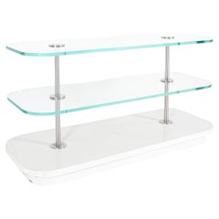 Contemporary 3-Tier Laminate Stainless and Glass Display
