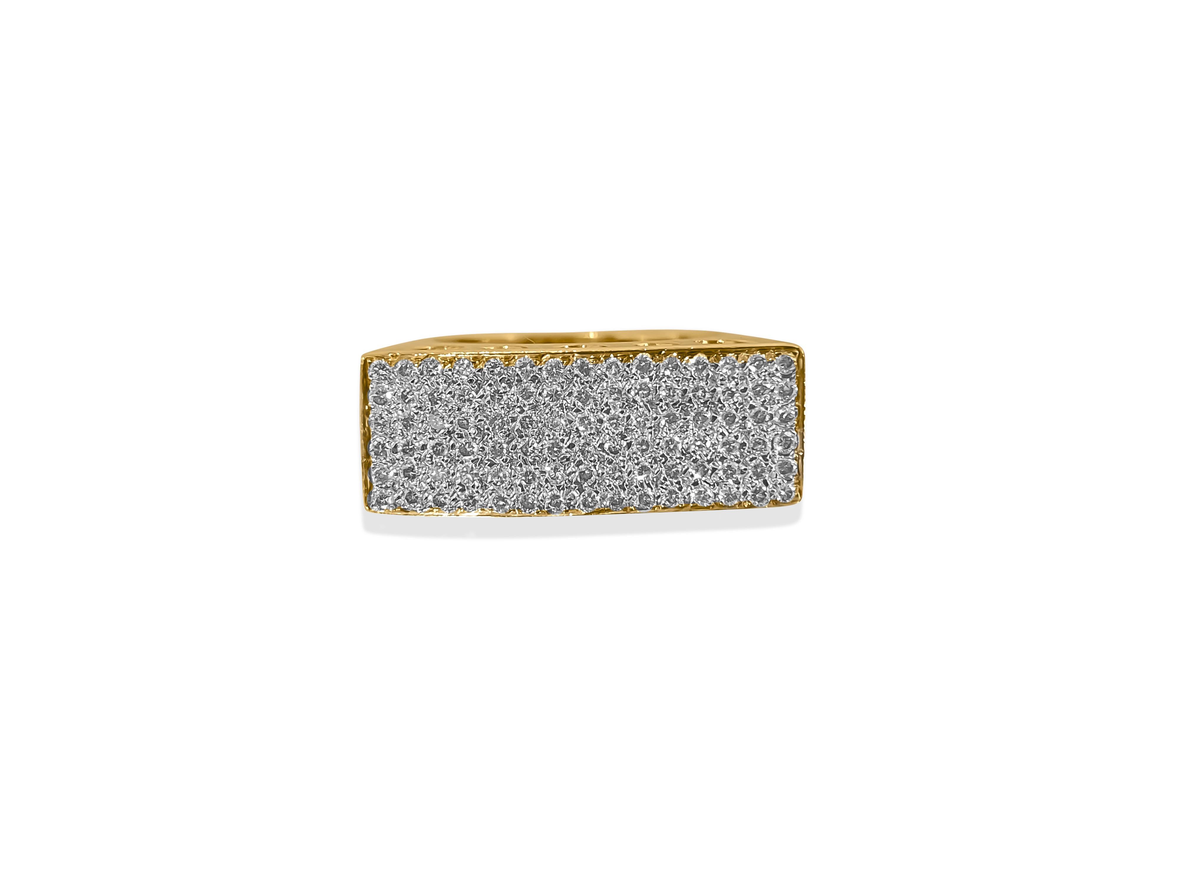 Médiéval Bague contemporaine en or 18 carats avec grappe de diamants de 3,00 carats en vente